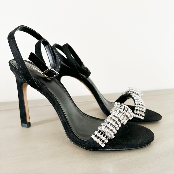 Express Rhinestone Embellished Knot Heeled Sandals sz 7 - Picture 5 of 11